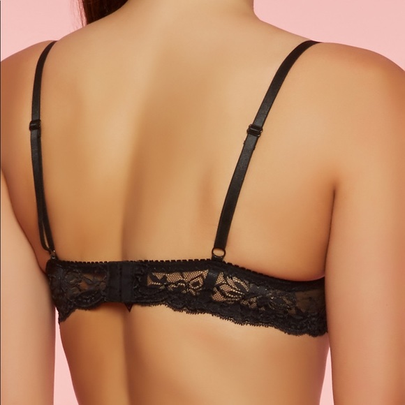 Lace Detail Push Up Black Bra - Picture 2 of 2